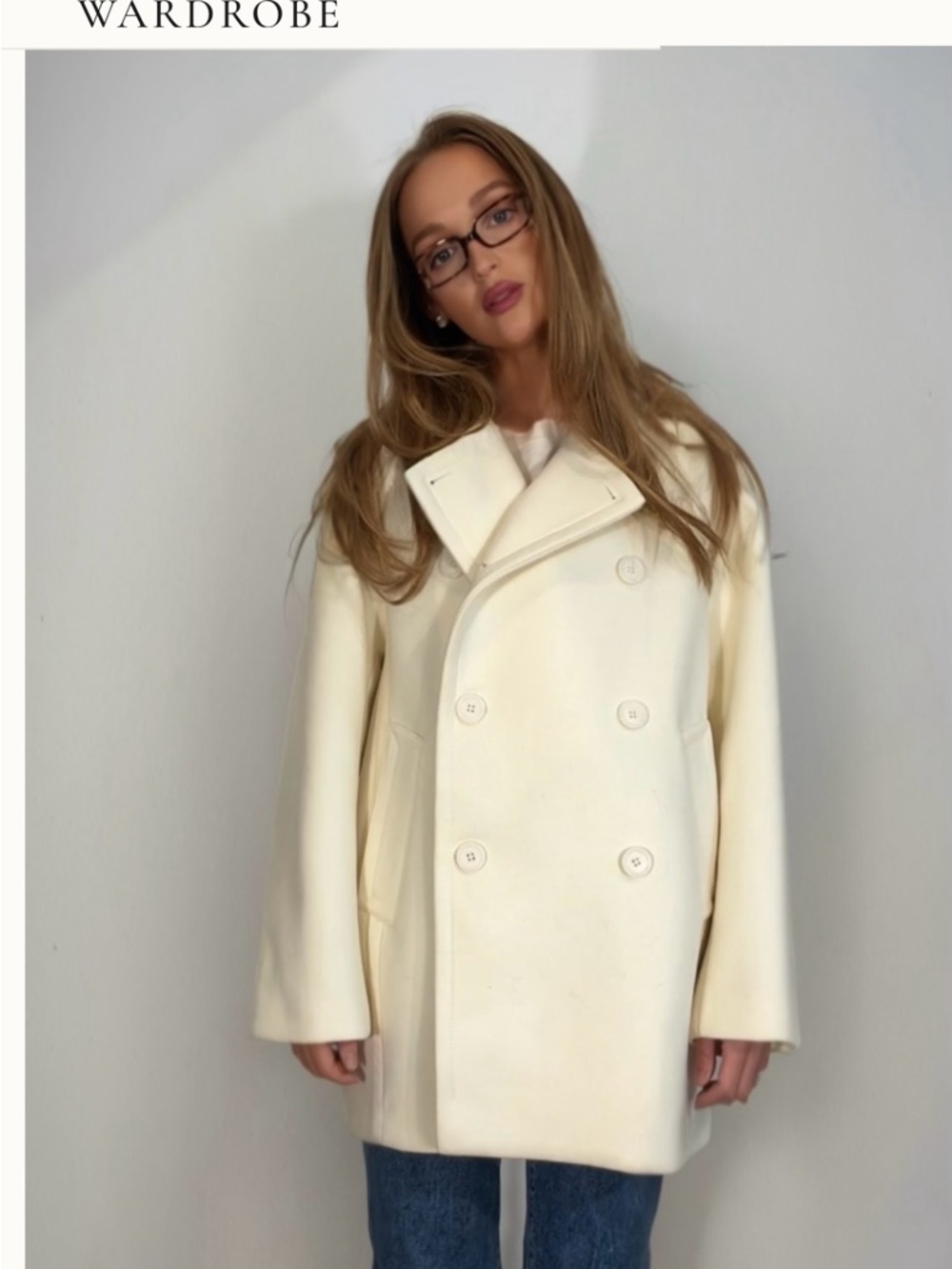 Mango Cream Double-Breasted Pea Coat